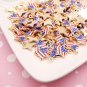 6 Gold Tone Enamel Cute 4th of July Flag Star Charms, Holiday Independence Day Enamel Pendants