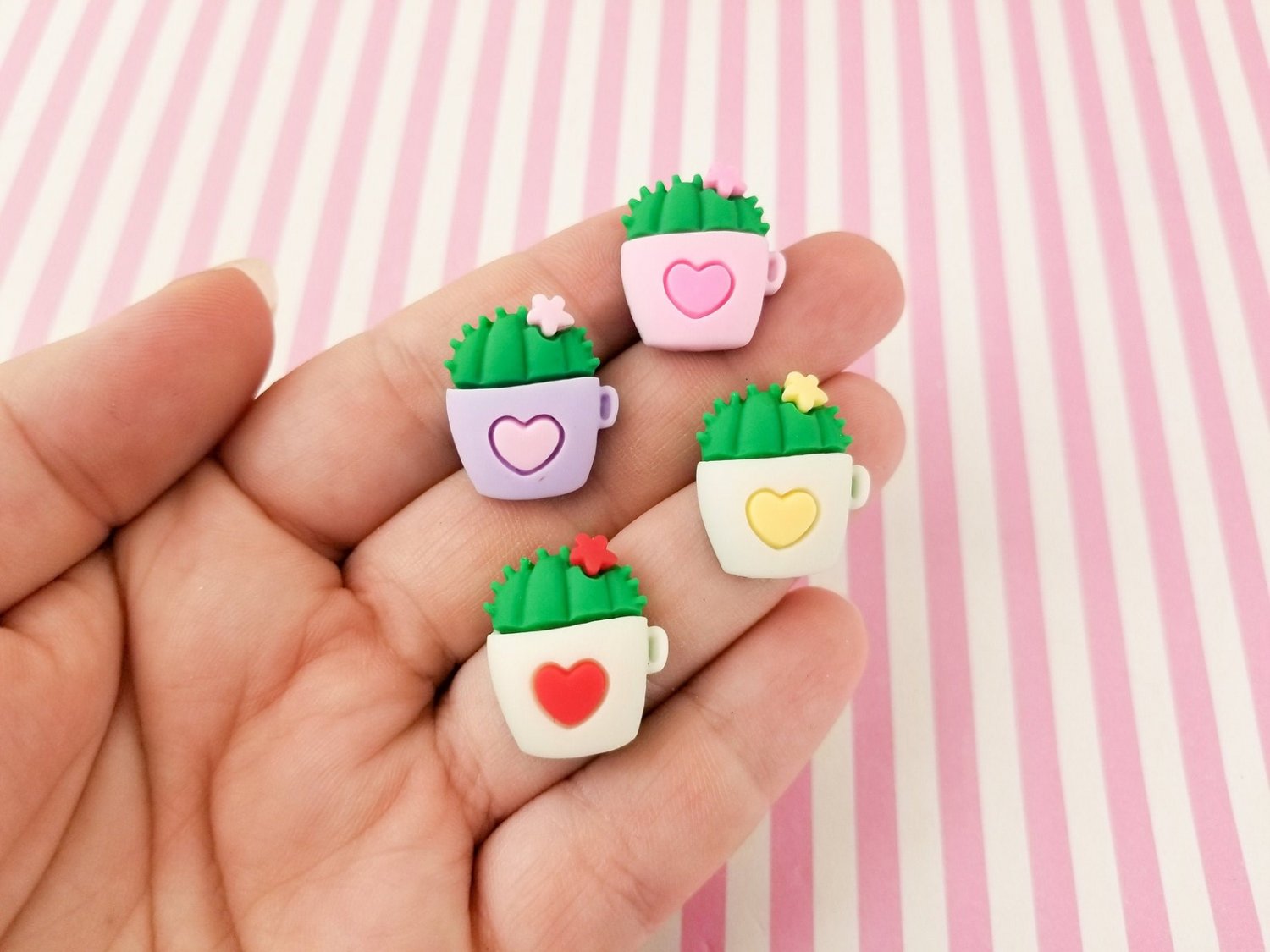 4 Assorted Cactus Cabochons, Cacti Cabochons, Plant Cabochons, Plant Lady #1313