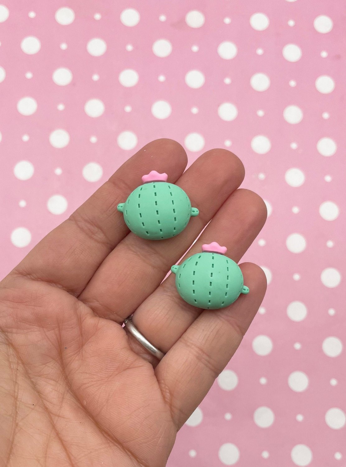 5 Cute Cactus Cabochons, Cacti Cabochons, Plant Cabochons, Succulent Cabochons 1060b