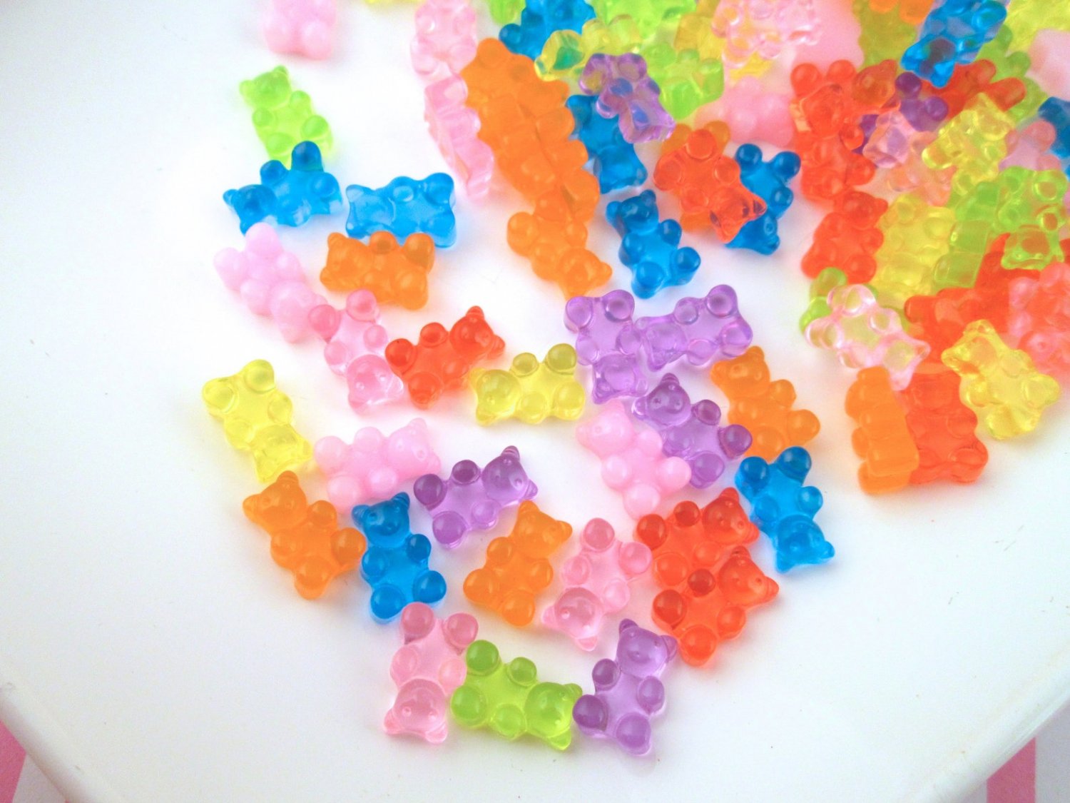 20 Small Multicolor Gummy Bear Cabochons #038