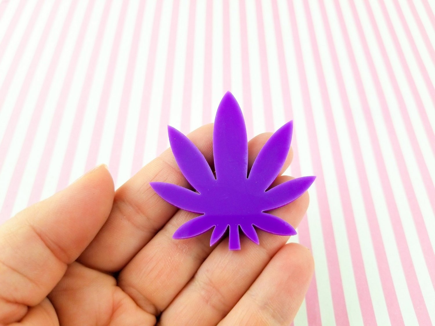 1 Large Purple Laser Cut Acrylic Pot Leaf Cabochon Charms, Marijuana, Weed, Hemp