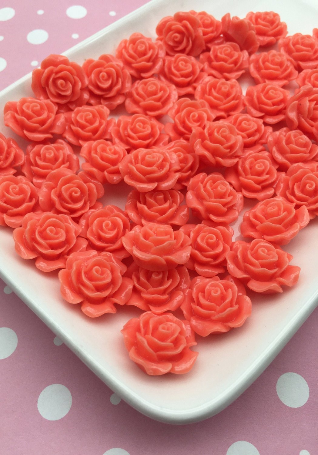 10 Melon 20mm Rose Cabochons