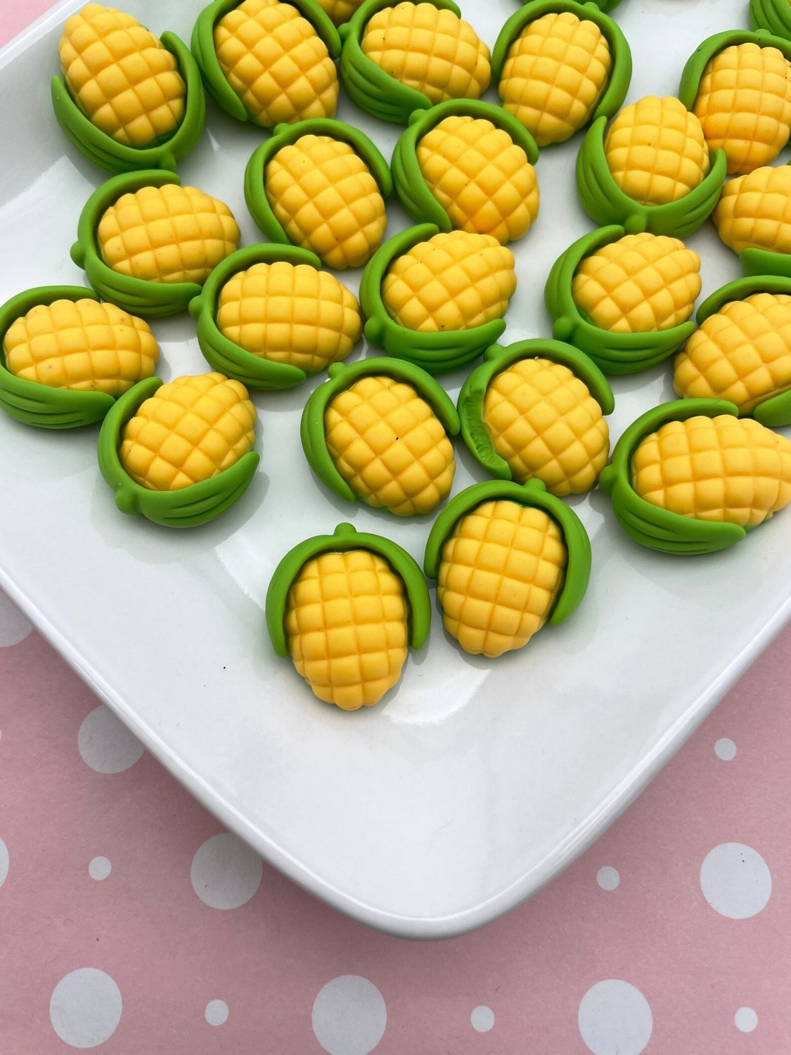 3 Corn on the Cob in Husk Cabochons, Food Cabochons, 4111