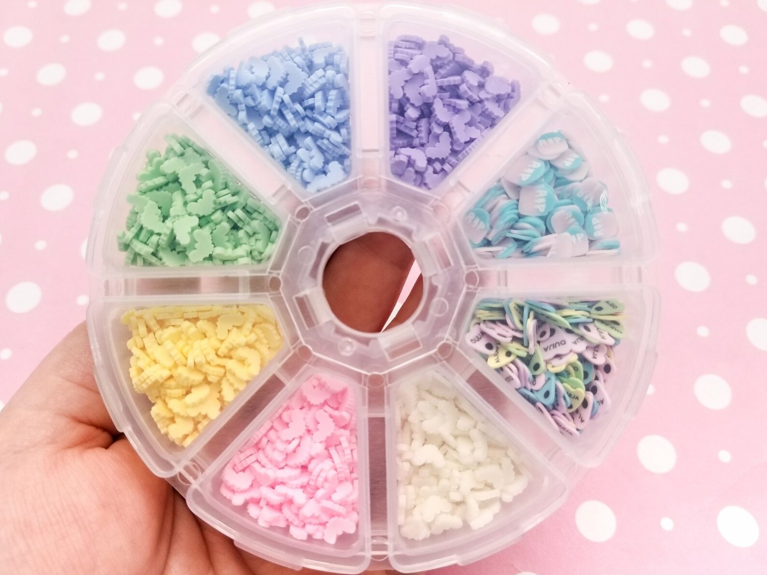 1 Sprinkle Wheel, Pastel Goth Halloween Themed Polymer Sprinkle Mix-in Sets with 8 compartments, Res