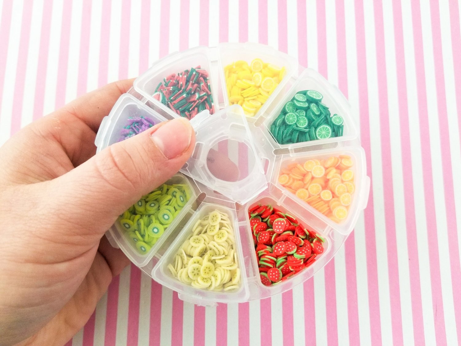 1 Wheel Fruit Sprinkle Themed Polymer Sprinkle Mix-in Sets with 8 compartments