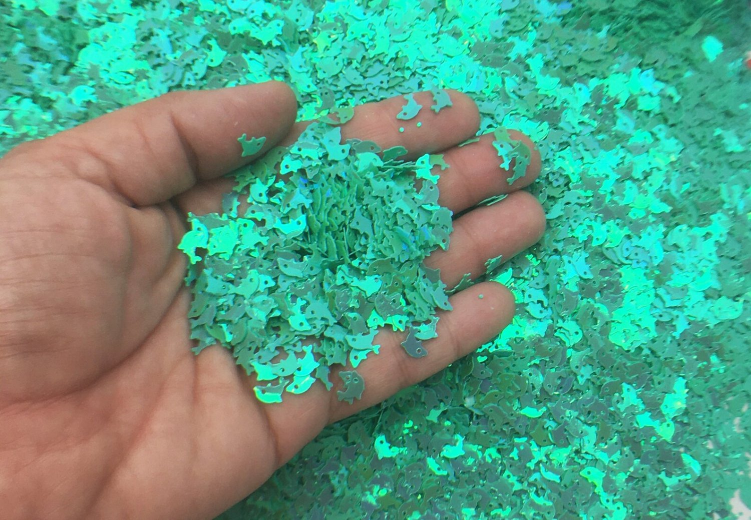 Aqua Green Iridescent Shift Dolphin Glitter, Ocean Glitter, kawaii shaker glitter, Pick Your Amount,