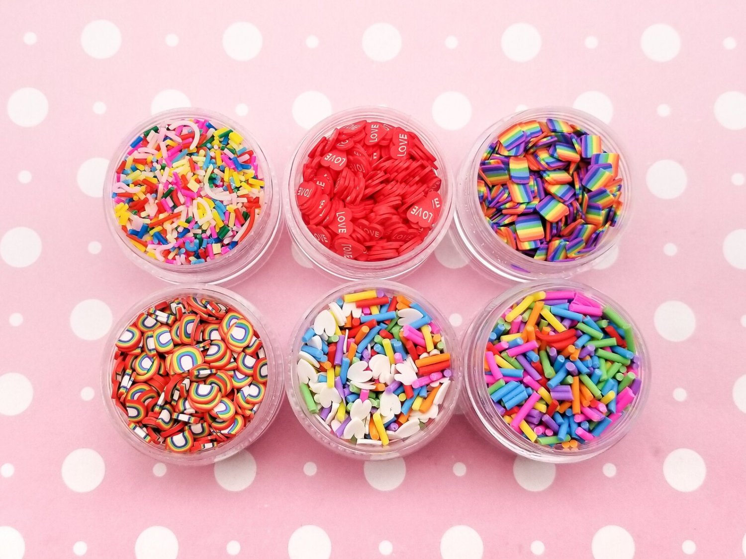 1 Six Tier Tower Rainbow Pride Themed Polymer Sprinkle Mix-in Sets, Resin Embellishments, Nail art k