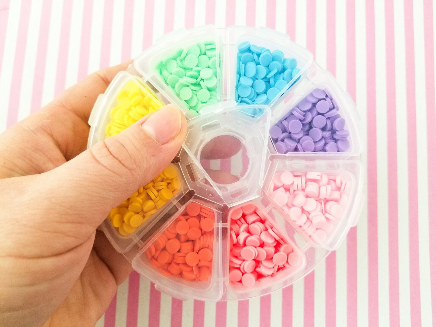 1 Wheel Round Sprinkle Themed Polymer Sprinkle Mix-in Sets with 8 compartments
