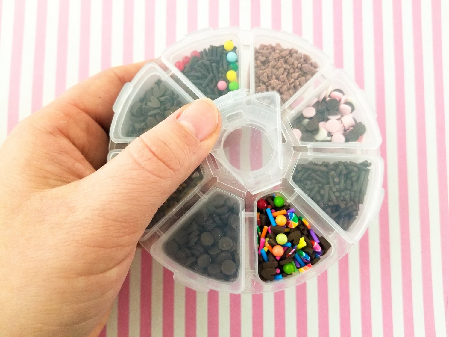 1 Wheel Chocolate Themed Polymer Sprinkle Mix-in Sets with 8 compartments