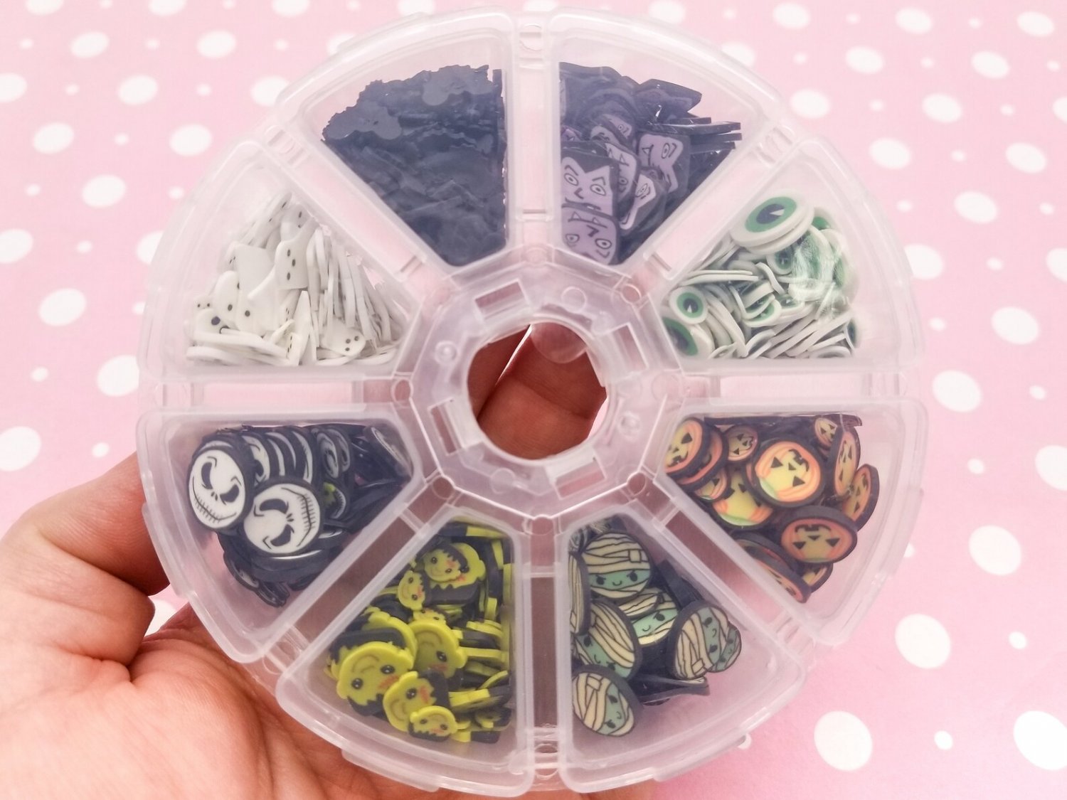 1 Sprinkle Wheel, Creature Feature Halloween Themed Polymer Sprinkle Mix-in Sets with 8 compartments