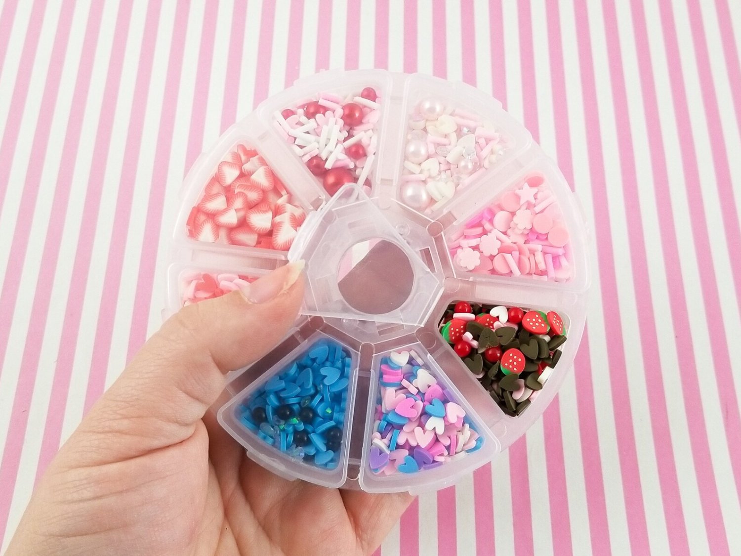 1 Wheel Valentines Day Themed Polymer Sprinkle Mix-in Sets with 8 compartments