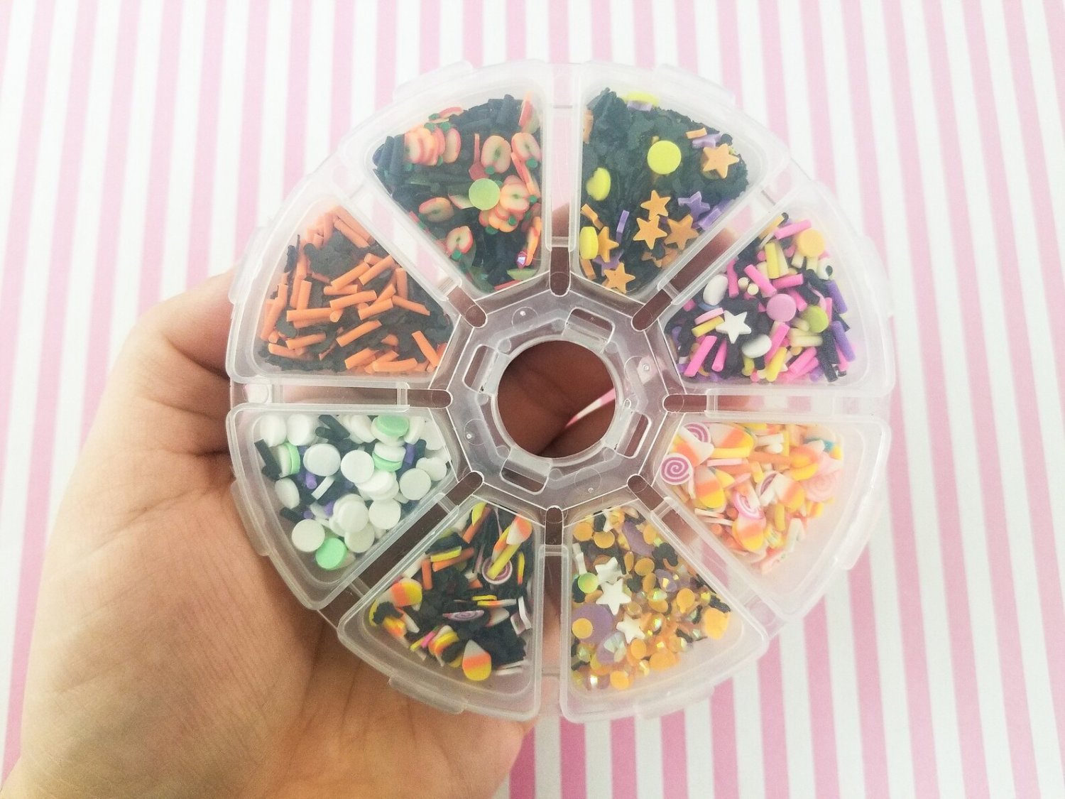 1 Wheel Halloween Themed Polymer Sprinkle Mix-in Sets with 8 compartments