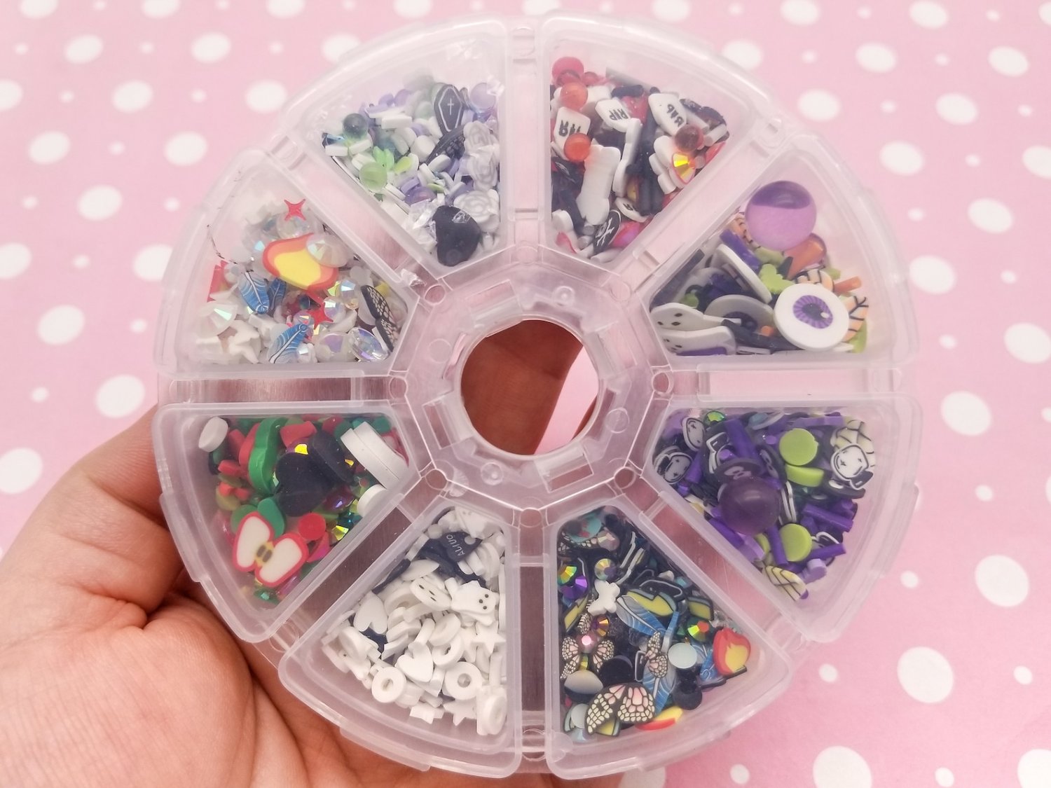 1 Sprinkle Wheel, Spooky Vibes Halloween Themed Polymer Sprinkle Mix-in Sets with 8 compartments, Re