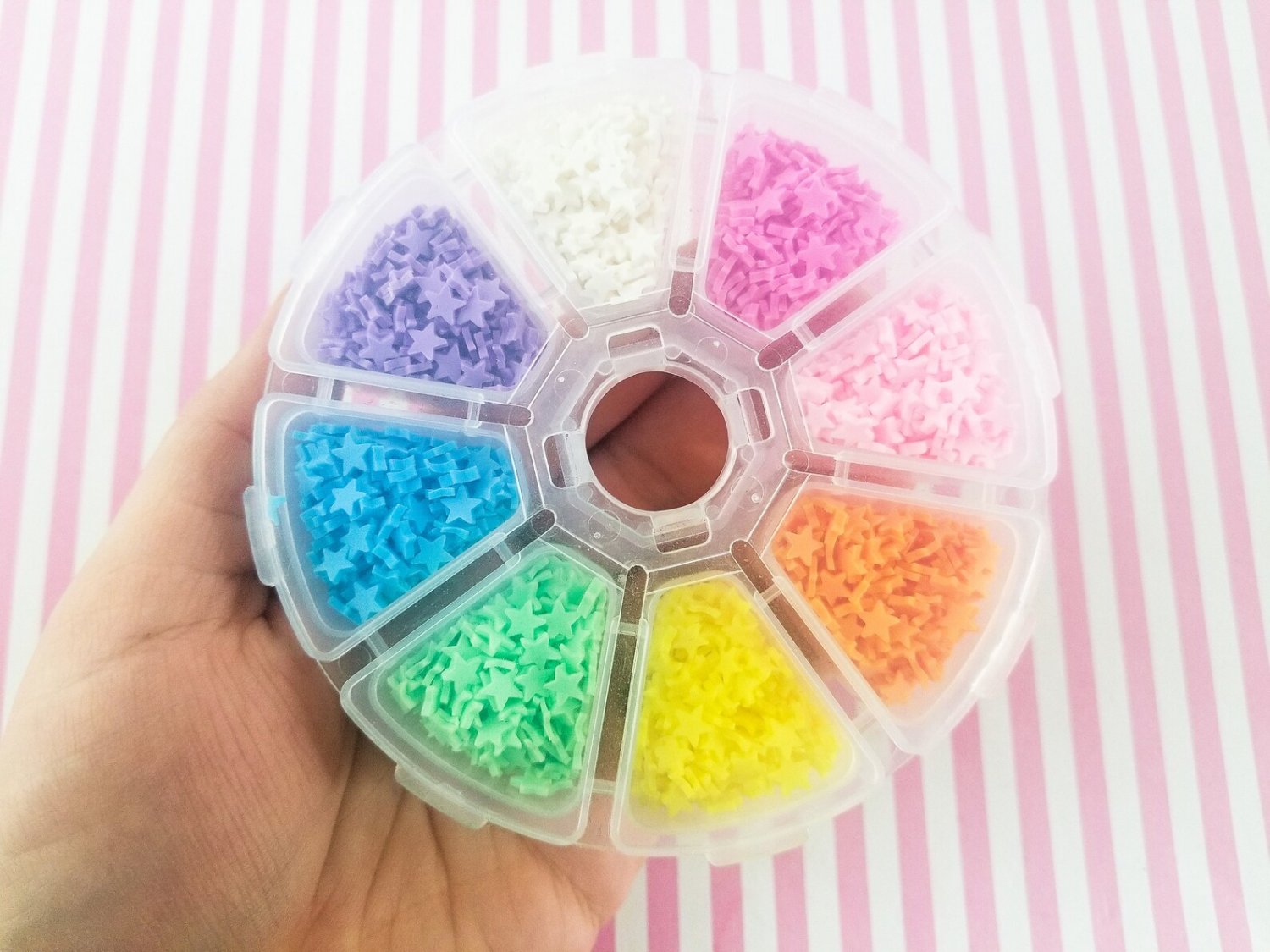 1 Wheel Rainbow STAR Themed Polymer Sprinkle Mix-in Sets with 8 compartments