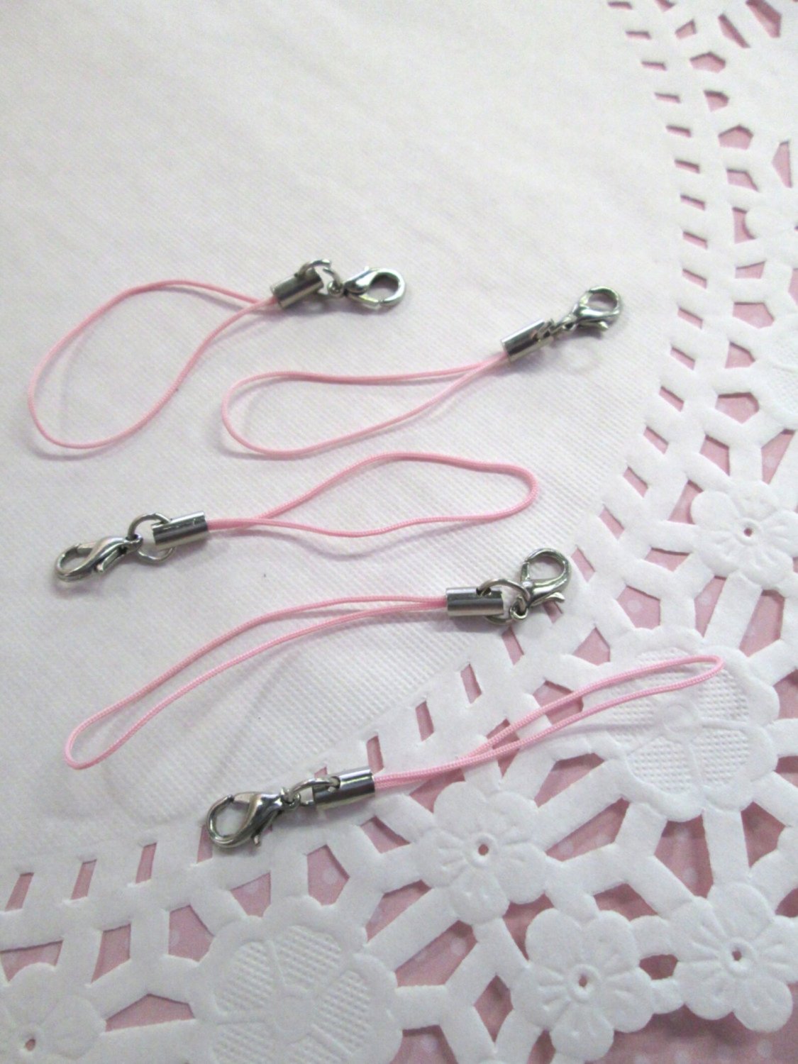 10 Pink Cell Phone Straps with clasps, #F476