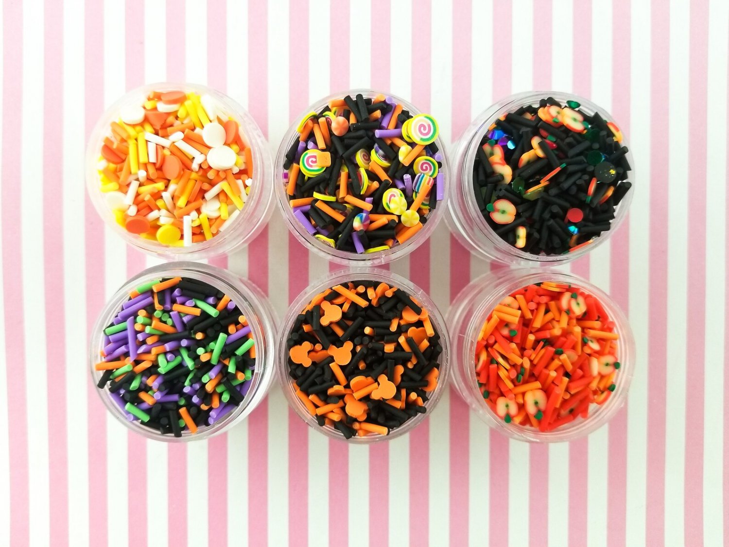 1 Six Tier Tower Halloween Themed Polymer Sprinkle Mix-in Sets