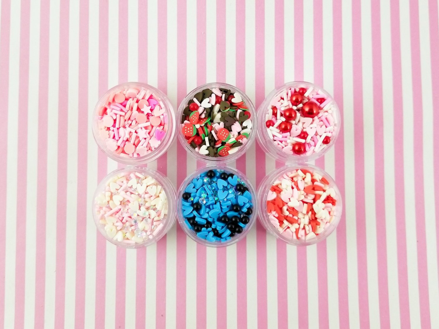 1 Six Tier Tower Valentines Day Themed Polymer Sprinkle Mix-in Sets