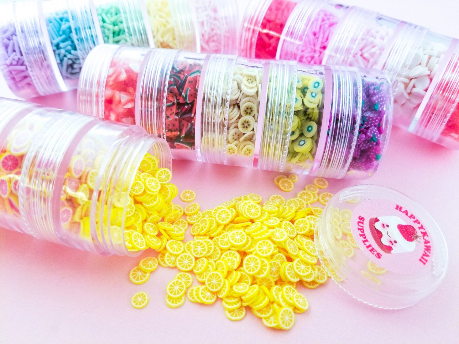 1 Five Tier Tower Assorted Polymer Sprinkle Mix-in Sets, Pick Your Style (Strawberry shortcut)