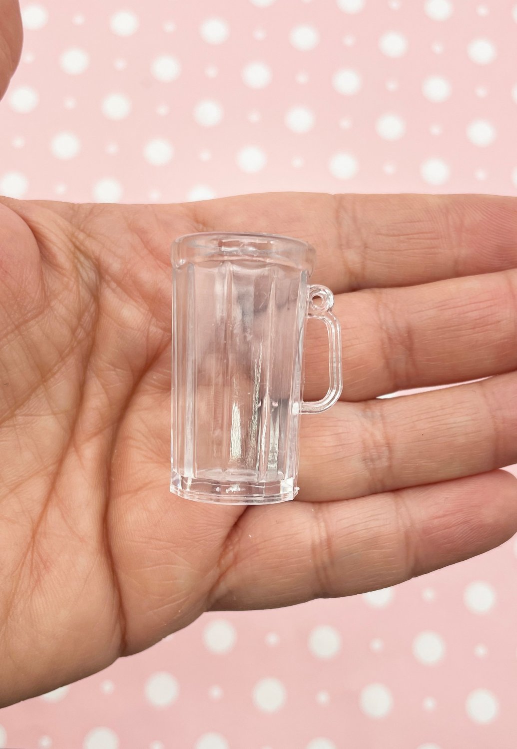 3 Clear Plastic Miniature Dollhouse Beer Glass Charms for Decoden, Fake Food, and Doll Props, #G120