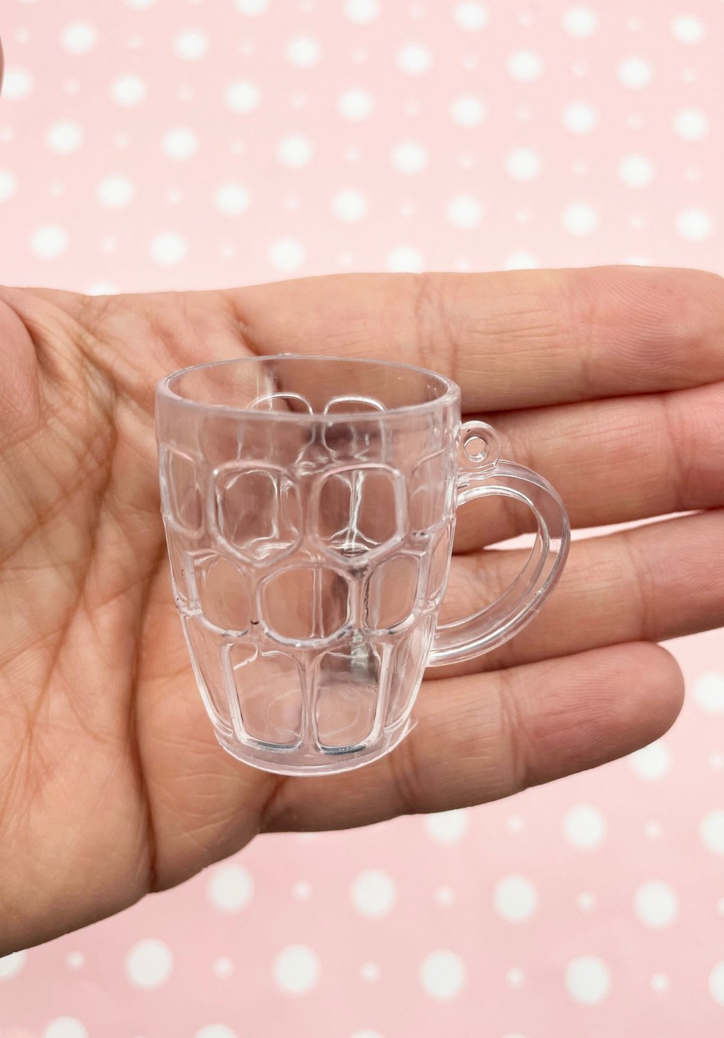 3 Clear Plastic Miniature Dollhouse Beer Glass Charms for Decoden, Fake Food, and Doll Props, #G113