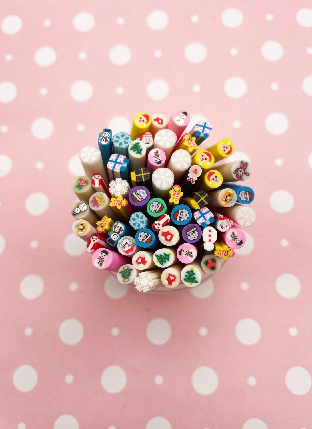10 Assorted Christmas Polymer Clay Canes, #f302