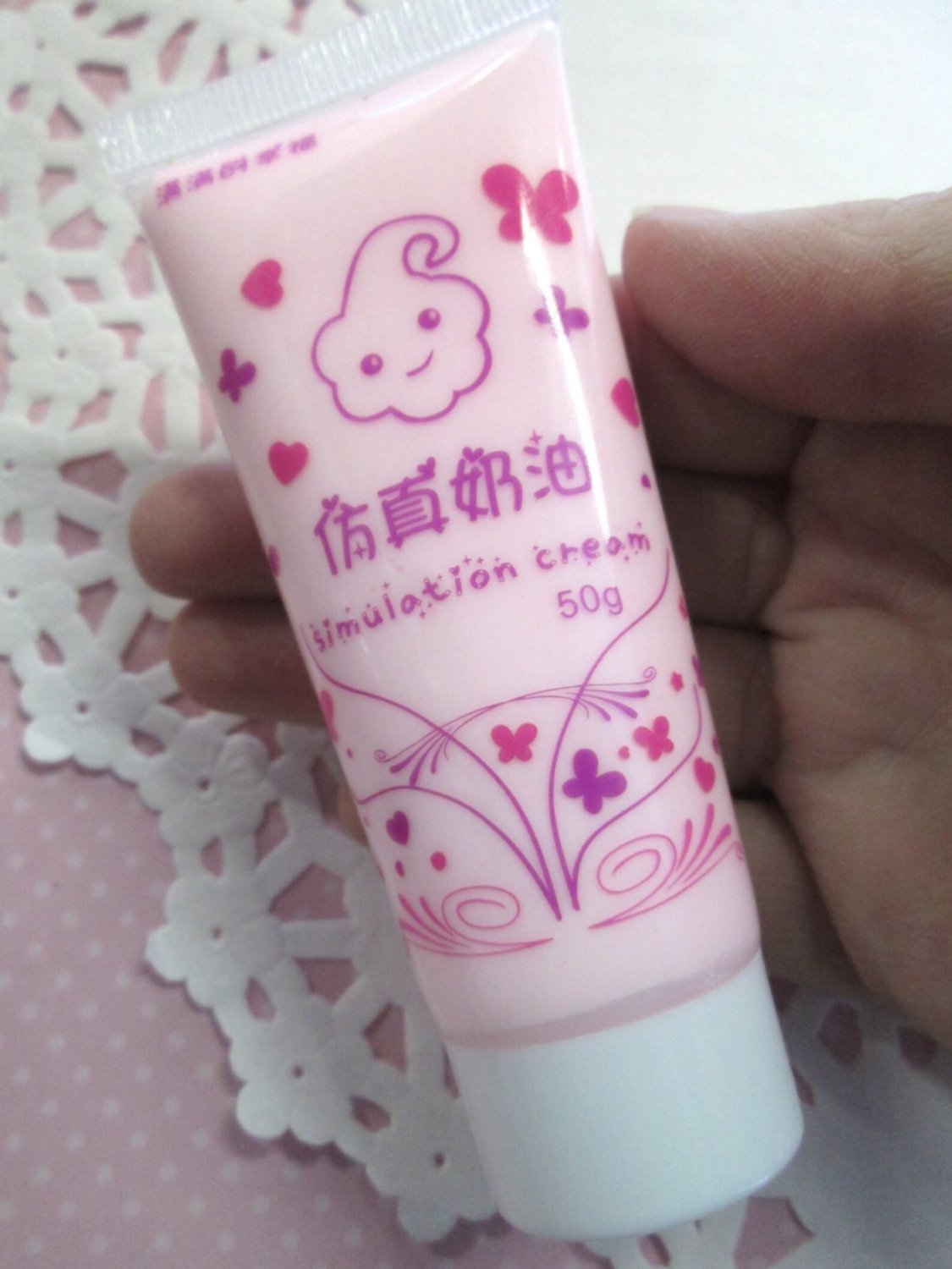 Decoden Whipped Cream Glue, Light Pink Color with 1 Screw On Frosting Tip, for Cell Phone Decoration