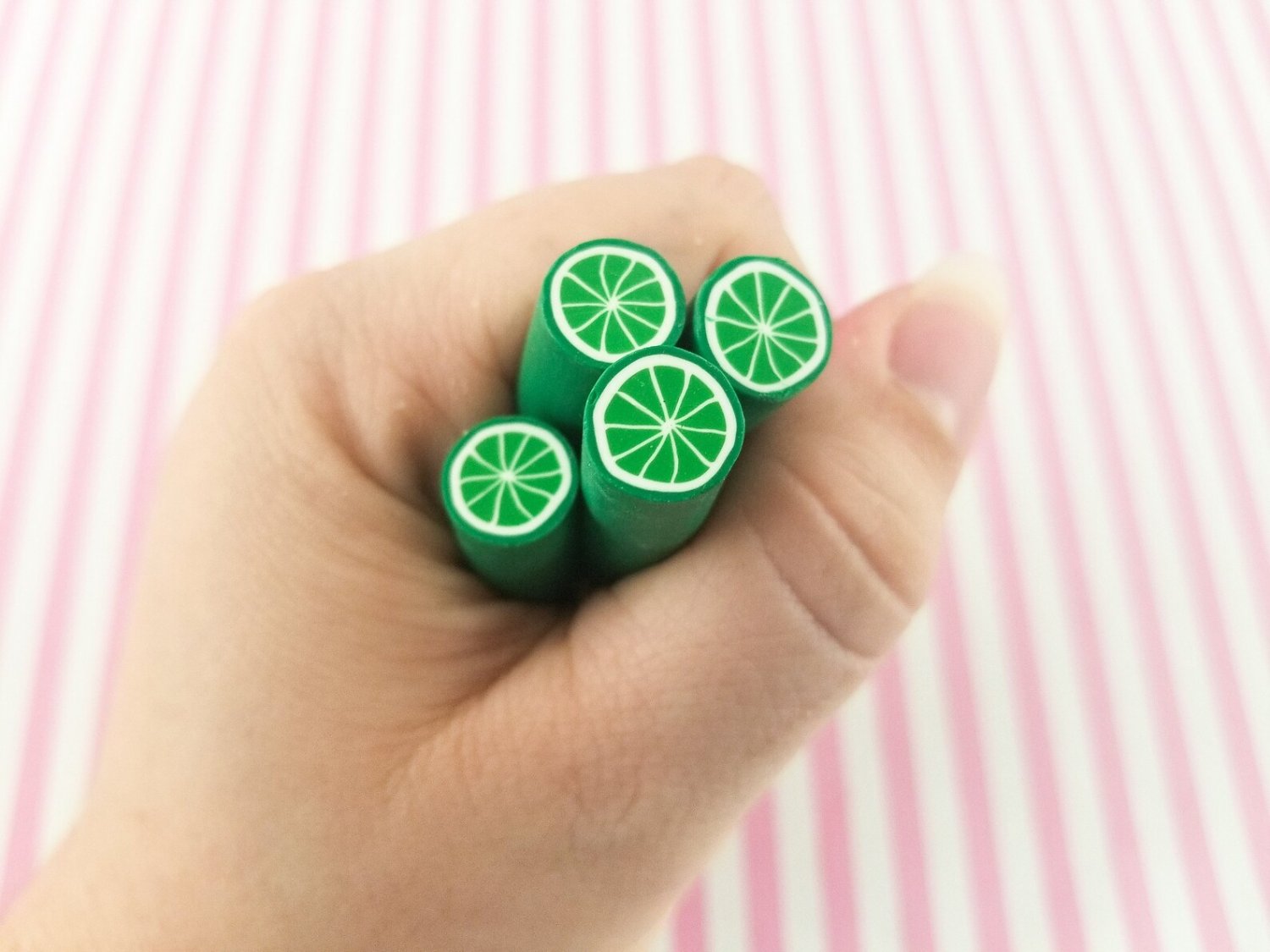 One Huge Lime Polymer Clay Cane for Fruit Slices, #1133
