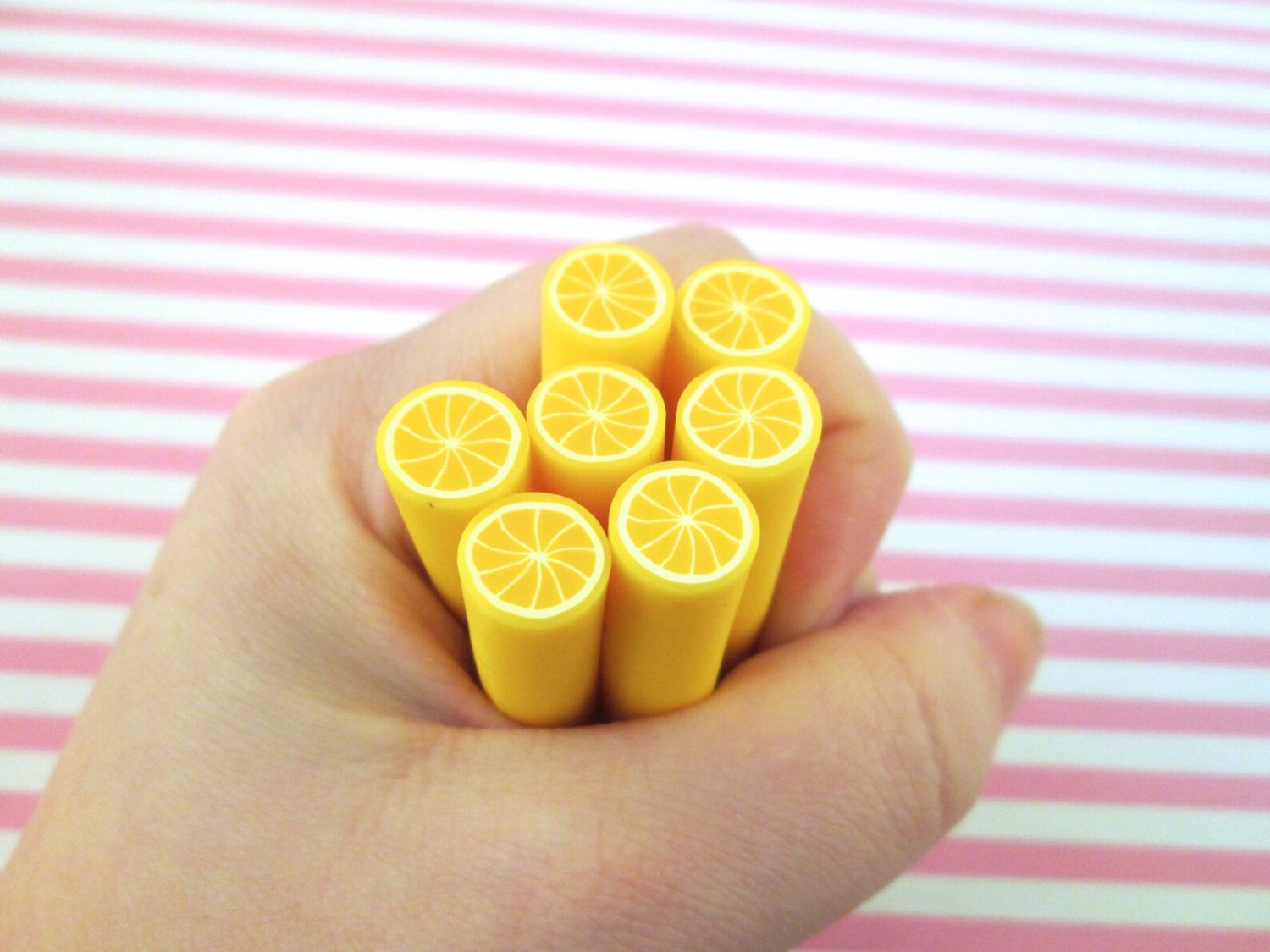 One Huge Lemon Polymer Clay Cane for Fruit Slices, #1143