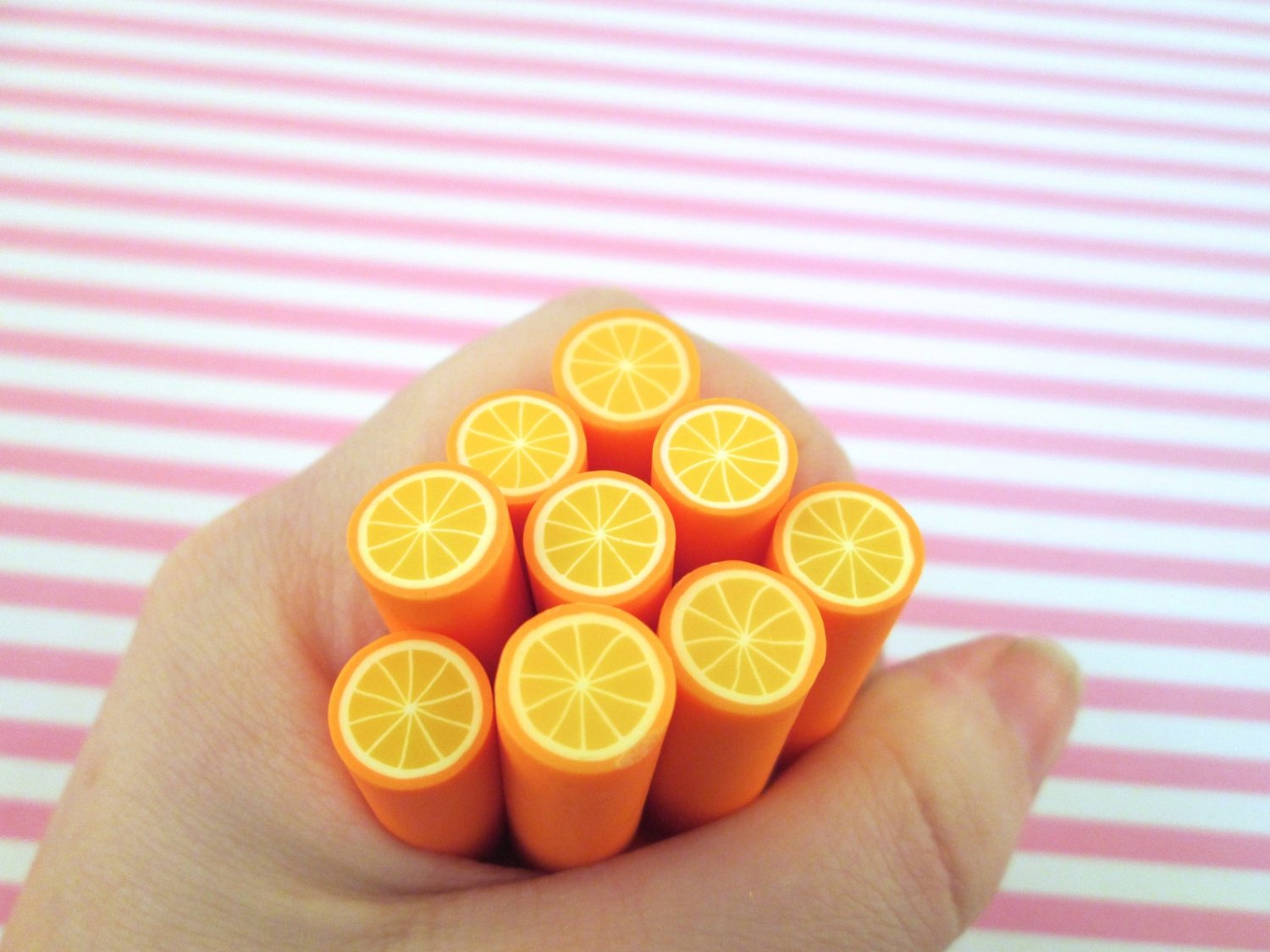 One Huge Orange Polymer Clay Cane for Fruit Slices, #1144