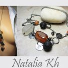 925 Sterling Silver Necklace Oxidized Necklace Carnelian and Lava Rock Necklace