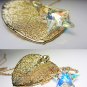 Genuine Eucalyptus leaf Necklace Gold Leaf Pendant Real Leaf Necklace Swarovski  Crystal Necklace