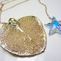 Genuine Eucalyptus leaf Necklace Gold Leaf Pendant Real Leaf Necklace Swarovski  Crystal Necklace