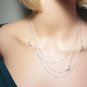 925 Sterling Silver Three Layered Necklace Butterfly Necklace Multi Layered Necklace
