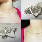 925 Sterling Silver Heart Necklace Side Heart Choker Layering Necklace
