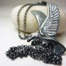 925 Sterling Silver Large Eagle Necklace Bird Necklace Bird Boho Necklace