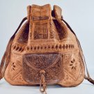 Handmade light brown Leather Bucket Bag
