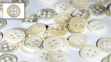 High Grade Natural (River) Mother of Pearl Shirt Buttons (15 Pcs) &Atilde;&cedil;11.0mm 4 Sewing Holes