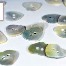 Set of (Heart Shaped) River Mother of Pearl Blouse, Shirt Buttons (15 Pieces) 2 Sewing Holes