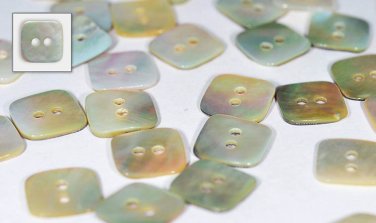 Set of Natural (Square) River Mother of Pearl Shirt/Blouse Buttons (15 Pieces) 2 Sewing Holes