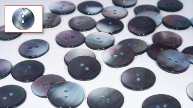 High Grade Mother of Pearl (Black Lip) Shirt Buttons (15 Pieces) &Atilde;&cedil;12.0mm 2 Sewing Holes