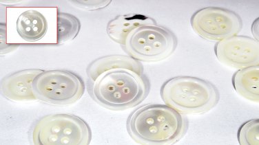 High Grade (Trochus) Mother of Pearl Shirt Buttons (15 Pieces) &Atilde;&cedil;15.0mm 4 Sewing Holes