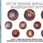 Set of Genuine Buffalo Bone Blazer/Jacket Buttons - Brown (3 Large &Atilde;&cedil;23.0mm 7 Small &Atilde;&cedil;15.0mm)