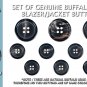 Set of Genuine Buffalo Bone Blazer/Jacket Buttons - Black (3 Large ø23.0mm 7 Small ø15.0mm)