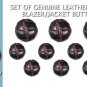 Set of 3 Lge 7 Sml Genuine Leather Shank Jacket Buttons (Dark Brown/Chocolate) LLB080-3L7S