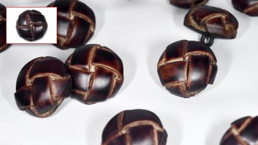 Set of 6 Small (One Size) Genuine Leather Shank Jacket Buttons (Dark Brown/Chocolate) LLB080-6S