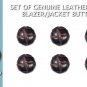 Set of 6 Small (One Size) Genuine Leather Shank Jacket Buttons (Dark Brown/Chocolate) LLB080-6S
