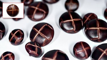 Set of Synthetic Imitation Leather Blazer Shank Buttons (3L/7S) Brown S0022-C19