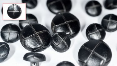 Set of Synthetic Imitation Leather Blazer Shank Buttons (3L/7S) Black S0022-C18