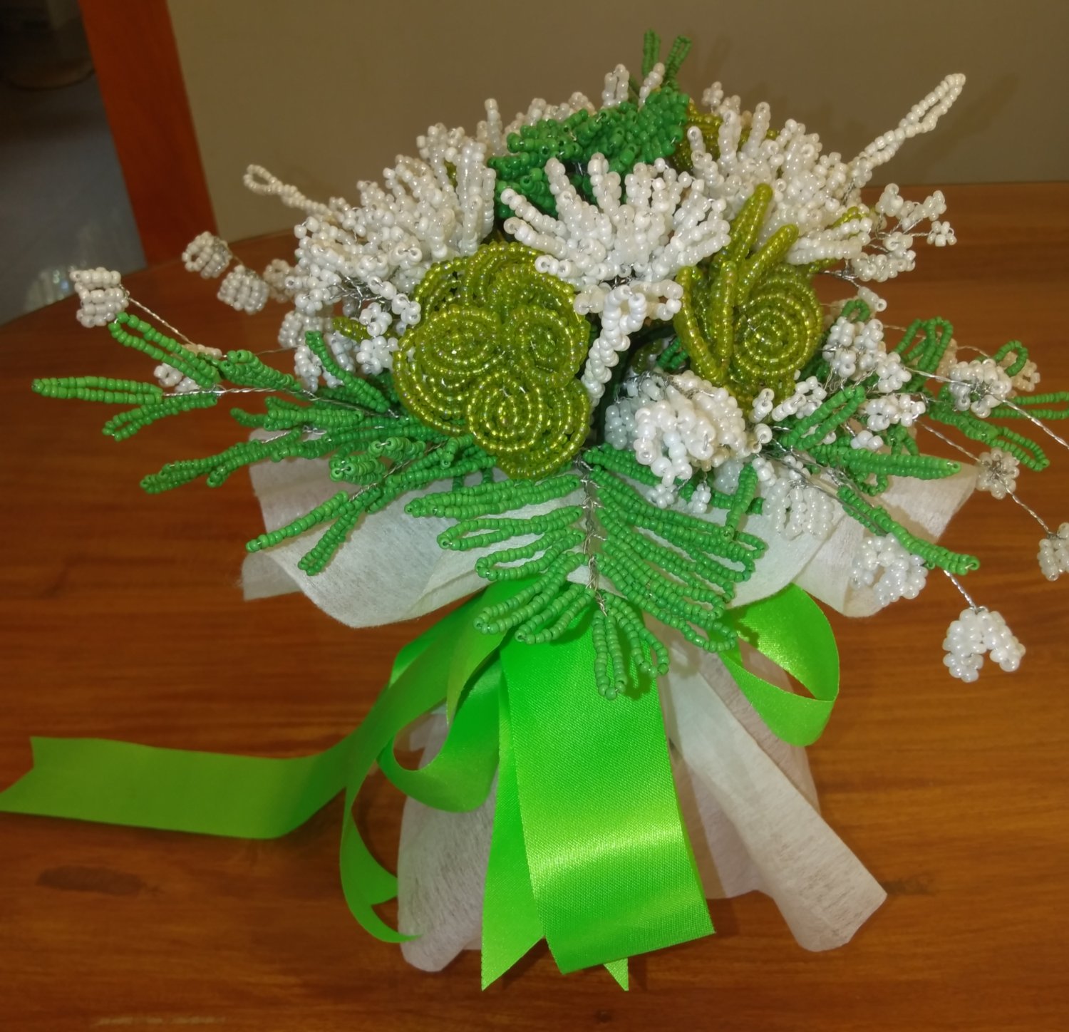 Green Beaded Wedding Bouquet