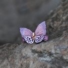 Handmade Purple Crystal Butterfly Hair Clip Flower Clip Floral Barrette Fabric Hair Accessories